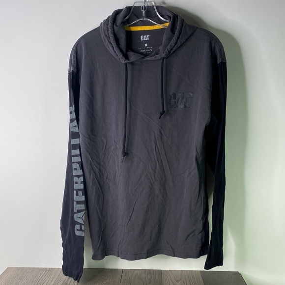 Caterpillar Men's Size Medium Charcoal Long Sleeve Hoodie Tee - Picture 1 of 6
